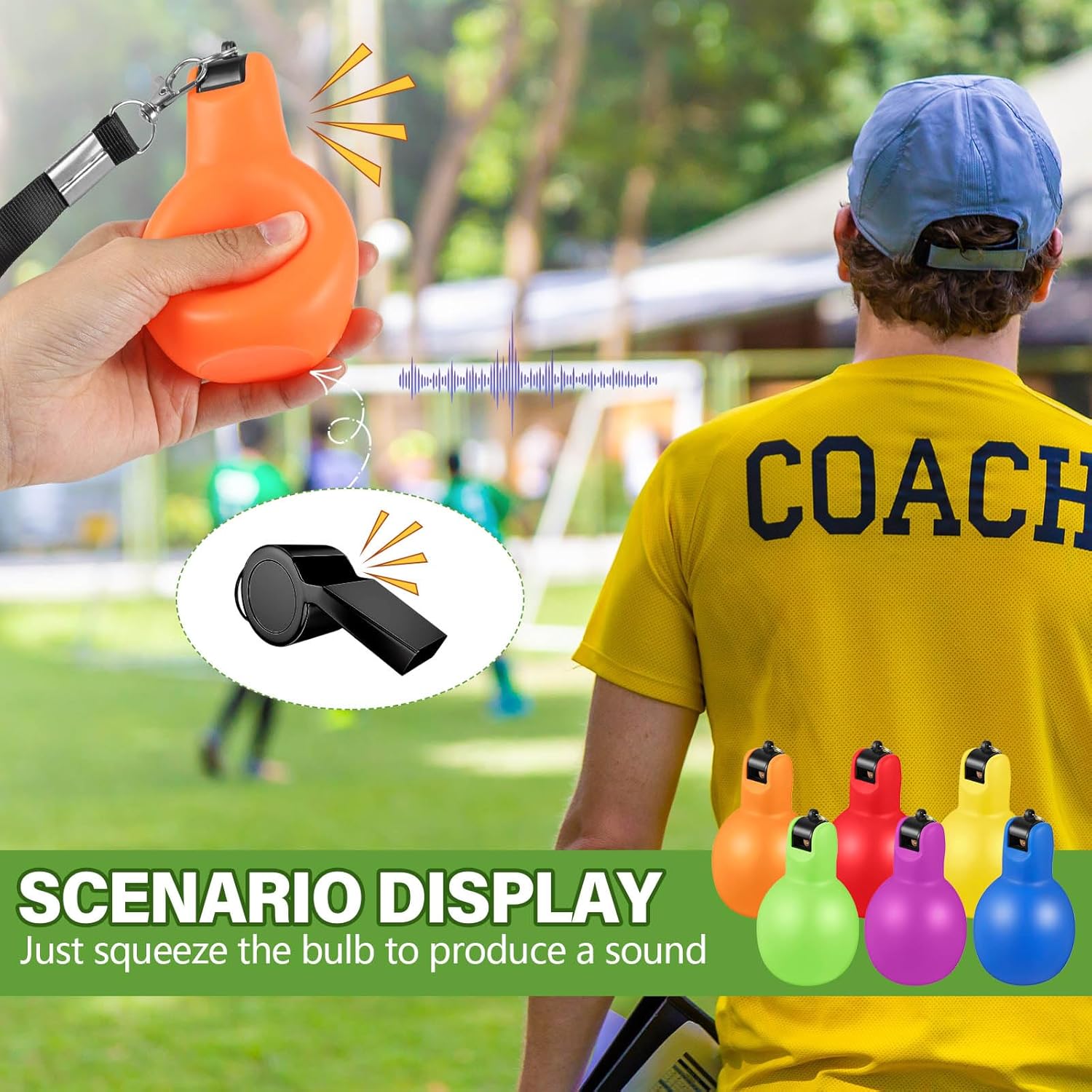 Hand Squeeze Whistles with Lanyards Multicolored Coach Whistle for Coaches Referees Handheld Sports for Indoor Outdoor Home Sports, Soft PVC