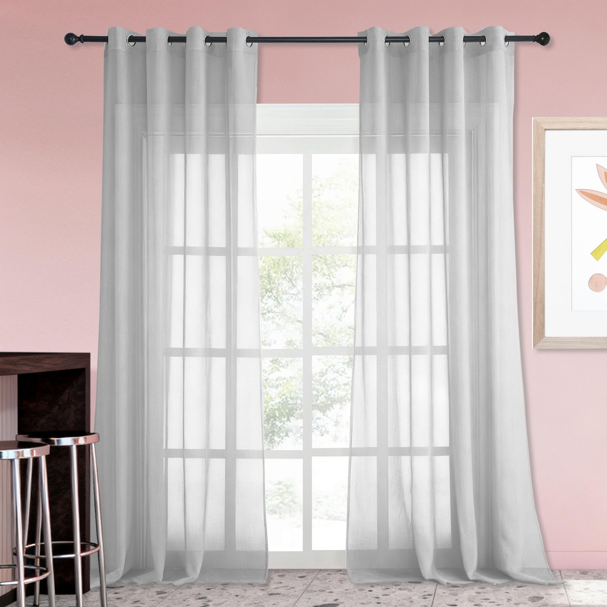 Voilage à oeillets gris clair pour décoration maison moderne salon