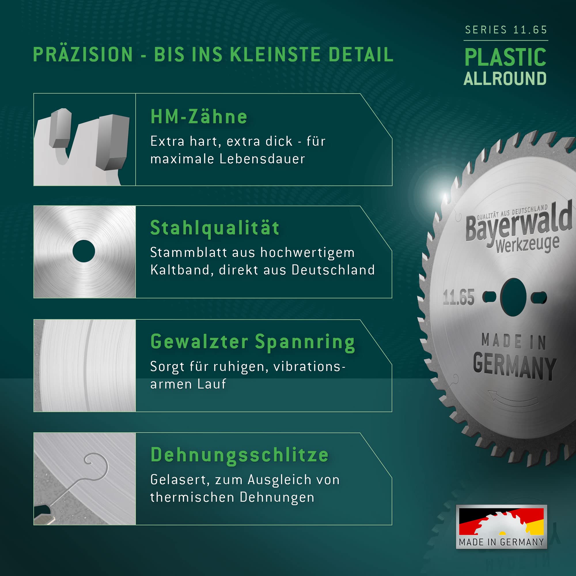 Bayerwald - Lama per sega circolare in metallo duro, Ø 300 mm x 3,2 mm x 30 mm, denti alternati con smussatura (72 denti)