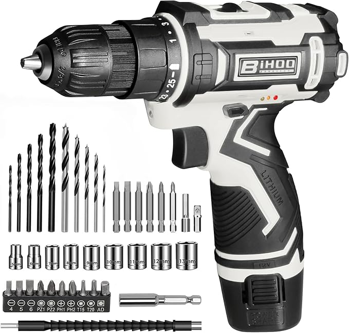 Taladro Atornillador Inalámbrico BIHOO 12V, 2 Velocidades, 25+1 Torque, Maletín miniatura 3