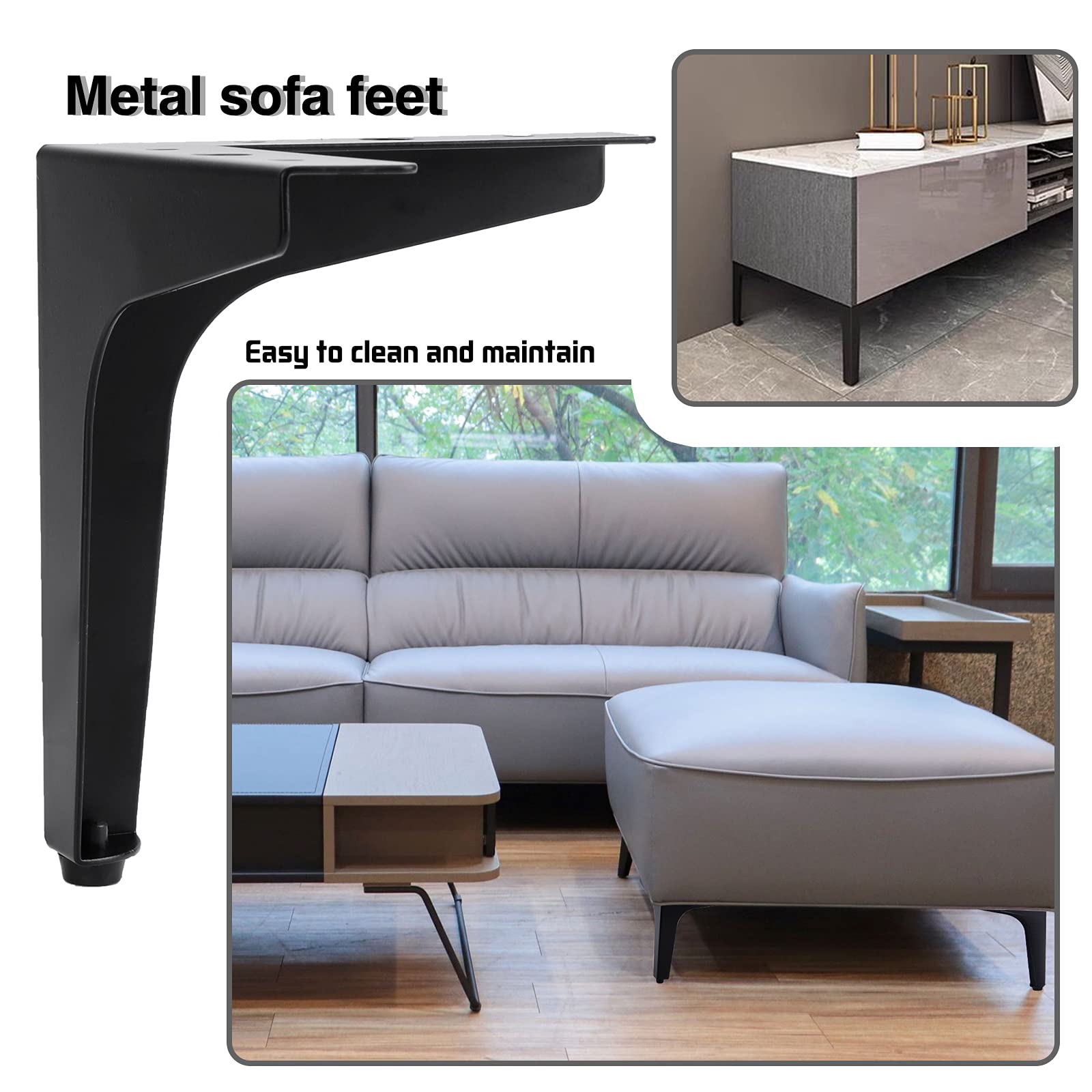 4 Pack 15cm Metal Furniture Feet - Conical Plinth Feet For Sofa, Cabinet, Cupboard - Modern