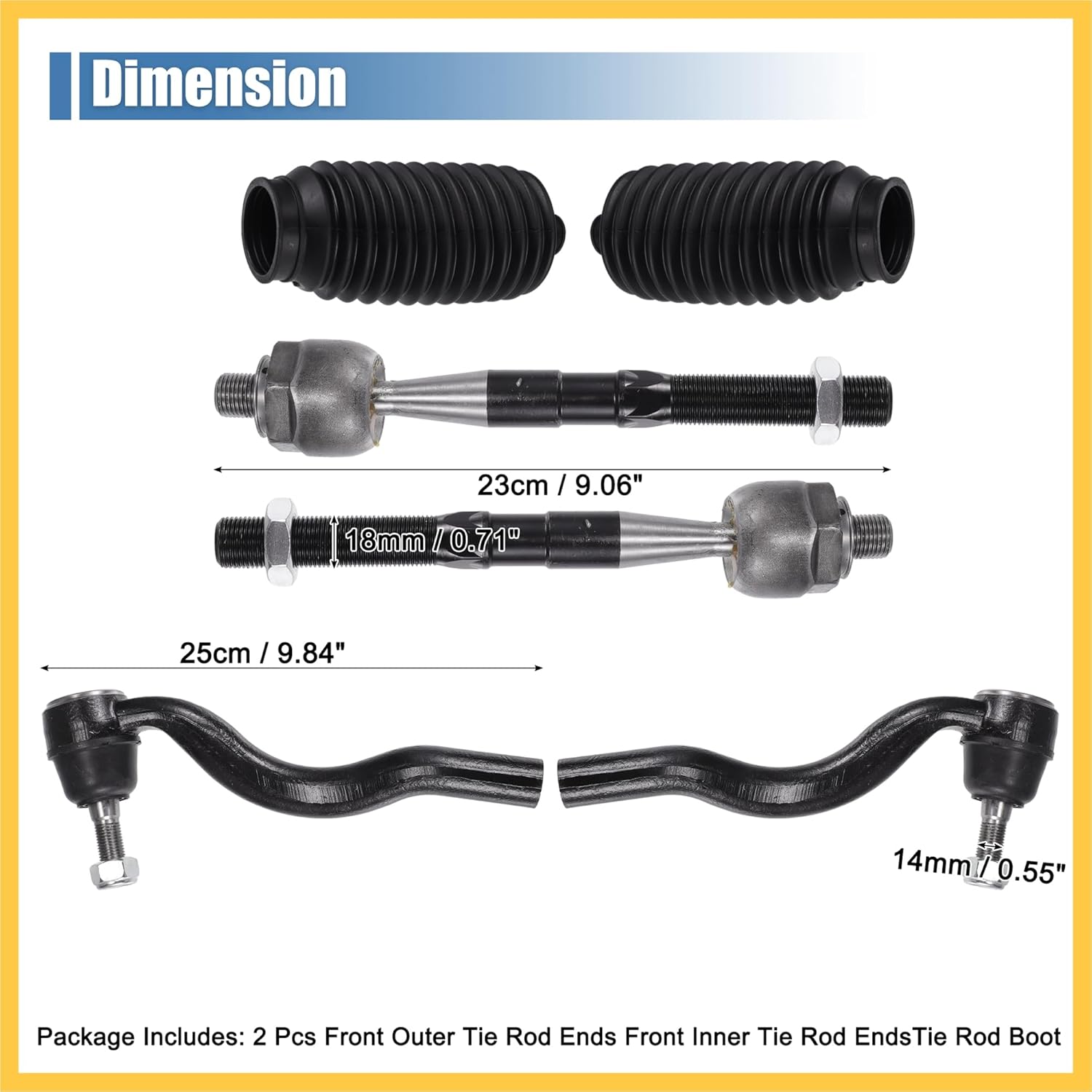 6pcs Front Inner Outer Tie Rod Ends Kit Suspension Steering Tie Rod End for Dodge Durango 2011-2015 for Jeep Grand Cherokee 2011-2015 Drag Link Auto Replacement Parts