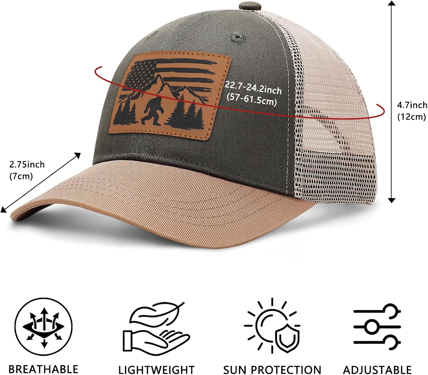 Bigfoot Gifts Sasquatch Hat for Men and Women Outdoor Big Foot Trucker Cap