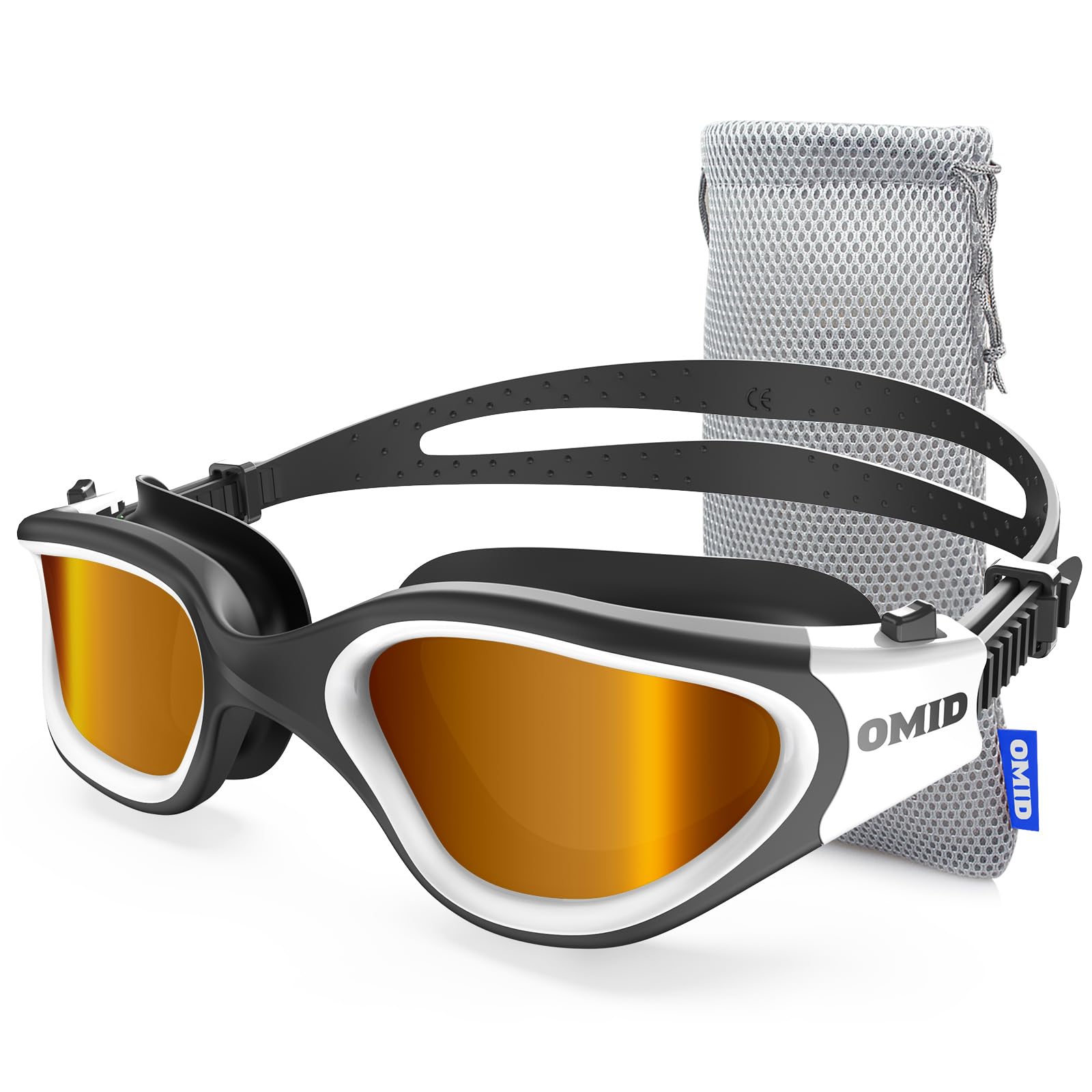 OMID Schwimmbrille, bequeme, polarisierte Schwimmbrille, beschlagfrei, auslaufsicher, UV-Schutz, kristallklare Sicht, Schwimmbrille für Herren, Damen, Erwachsene