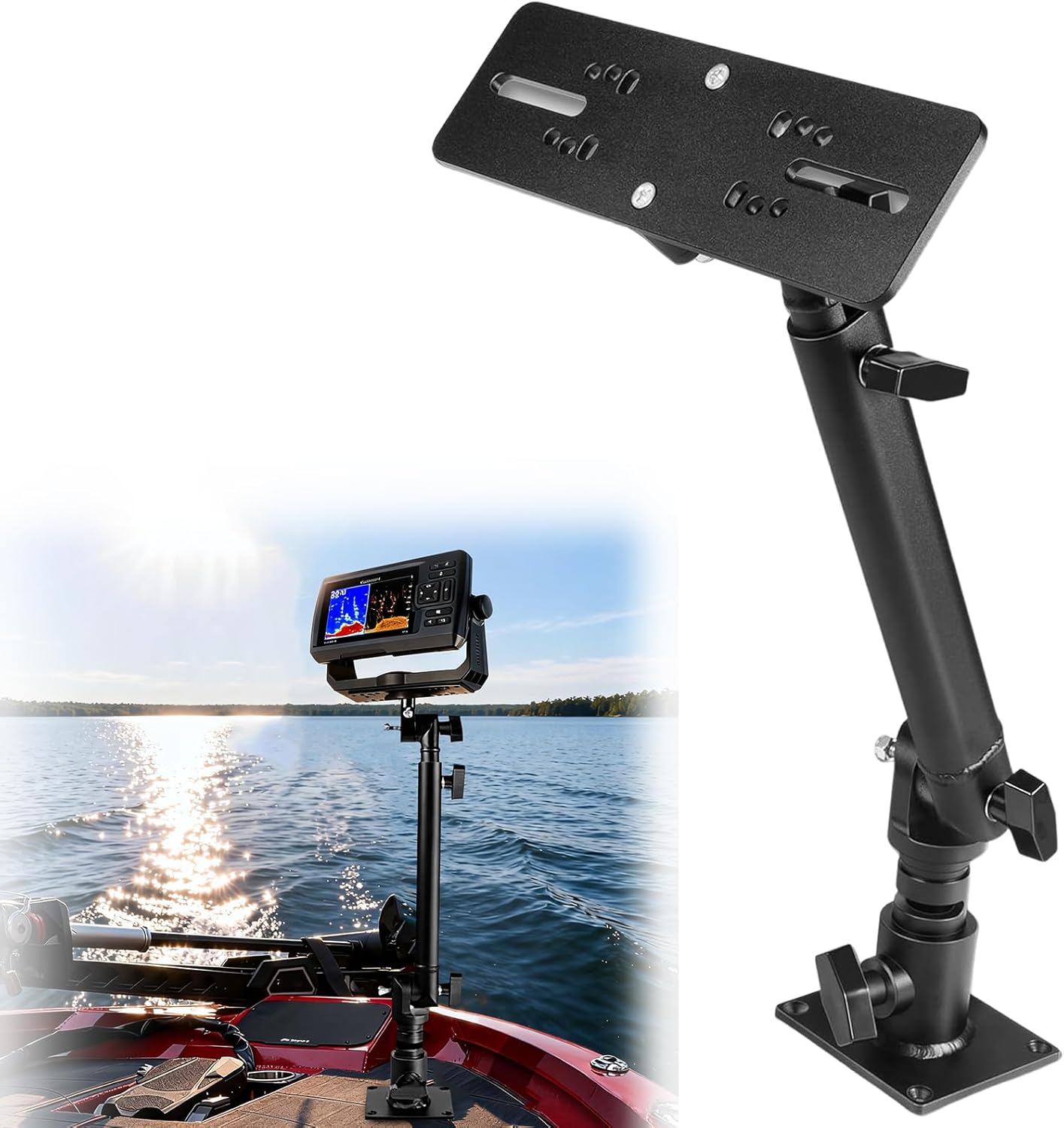 YMT Fish Finder& Chartplotters Mount with 18" to 24" Adjustable Height, 350 Degree Adjustable Angle,Fits for Garmin,for Humminbird, for Lowrance Marine Electronic