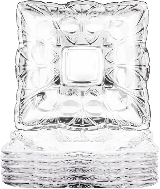 Rammento Set 6 Glass Side Square Plates Antique Style Plates Small Clear Dessert Plates