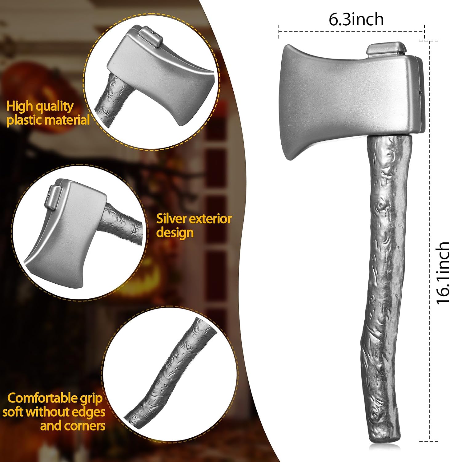 Vicenpal Halloween Costume Axe Plastic Fake Axe Prop Woodsman Hatchet for Halloween Costume Accessories Man Women Cosplay