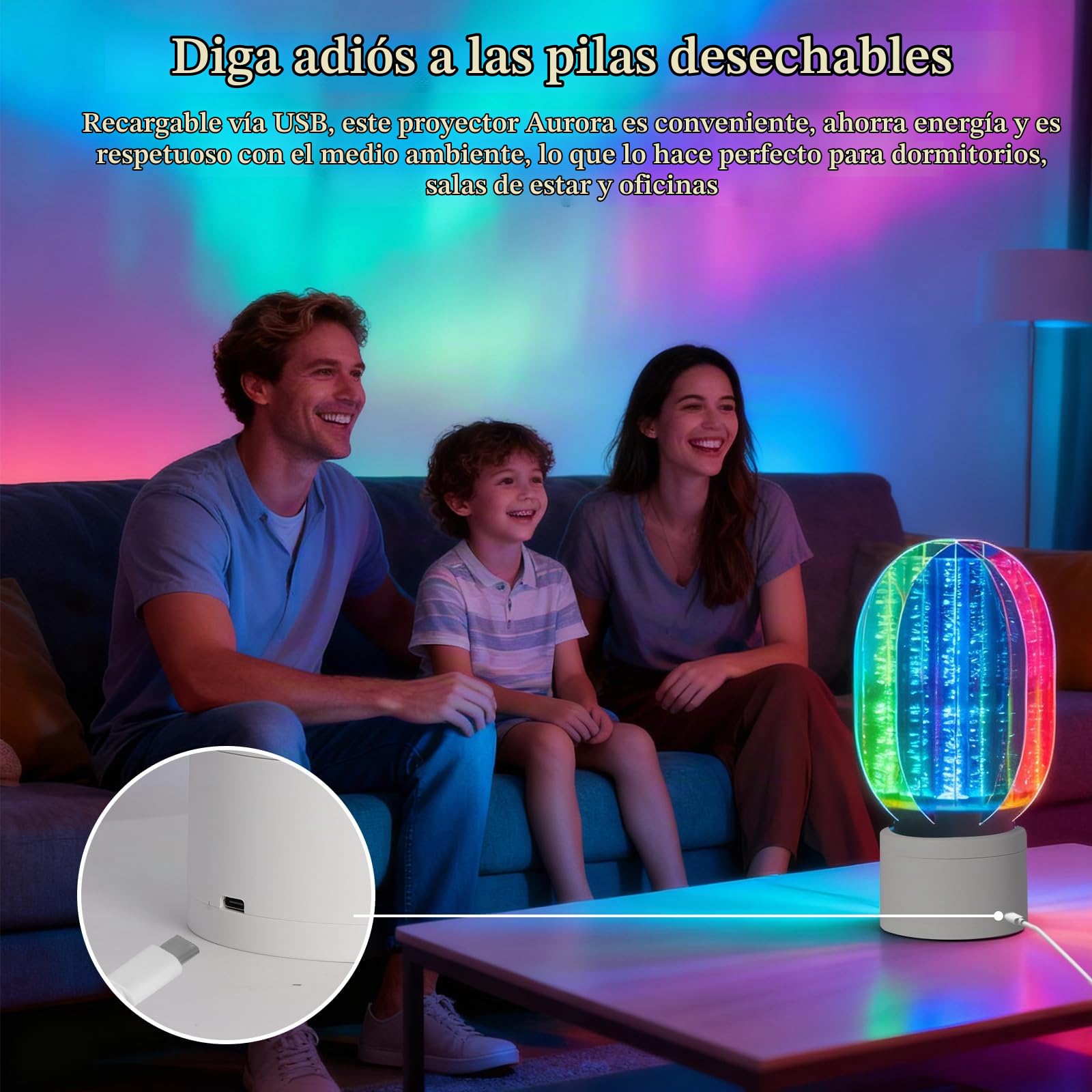 Lámpara de Noche Aurora 3D Giratoria Regulable, para un Ambiente Romántico Estrellado, Proyector LED Giratorio de 360°, Decoración para la Habitación de los Niños