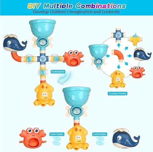Miniatura 3 de Juguetes de baño para niños pequeños de 2, 3, 4, 5 años, bebés, niños y niñas, juguete de bañera para edades de 4 a 8 años, tubos de bricolaje,