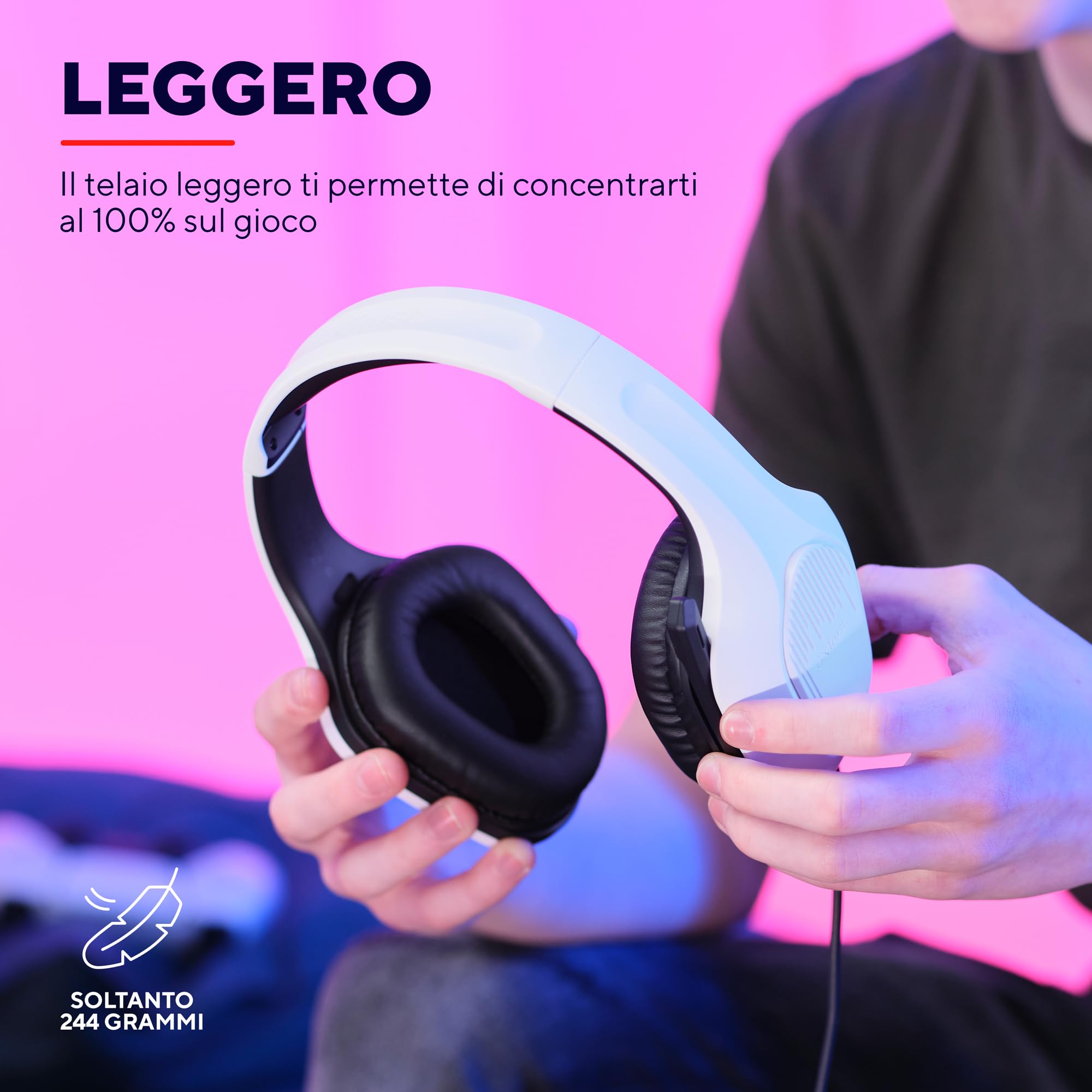 Trust Gaming GXT 415W Zirox Cuffie Gaming Leggere con Driver da 50 mm per PC, Xbox, PS4, PS5, Switch, Mobile, Jack Audio 3.5 mm, Cavo 2m, Cuffie con Microfono Over-Ear - Bianco