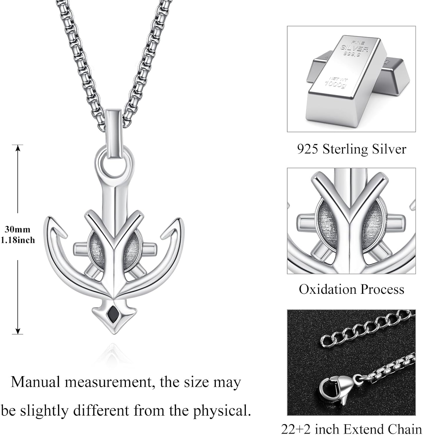 Palpitate Anchor Necklace for Men and Women S925 Sterling Silver Ocean Anchor Pendant Sailor & Nautical Jewelry Gift - Image 4