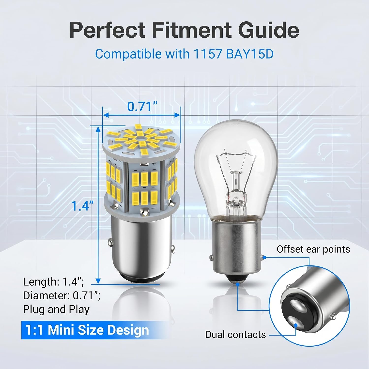 2 PCS 1157 Led Brake Light Bulb, 6000K White 300LM Bright BAY15D Tail Reverse Light, Plug and Play 54SMD 3014 Chipset, Universal for Most Cars, Trucks, SUVs (White) image 2