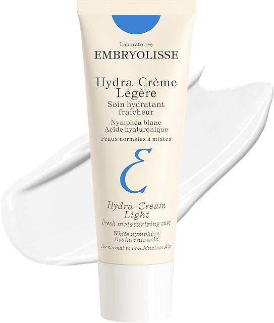 Embryolisse Crème Hydra Lumière & Hydratant frais - Gel crème avec acide hyaluronique & Nymphaée blanche, 95% Ingrédients d'origine naturelle - Peau normale à combinée - 40ml