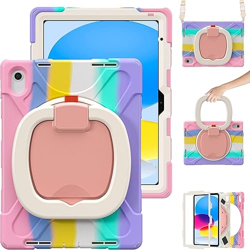 Vista 100 de Funda para iPad (A16) de 11 pulgadas 2025, Aslo para iPad 10 de 10.9 pulgadas 2022, funda resistente a prueba de golpes, soporte giratorio, soporte