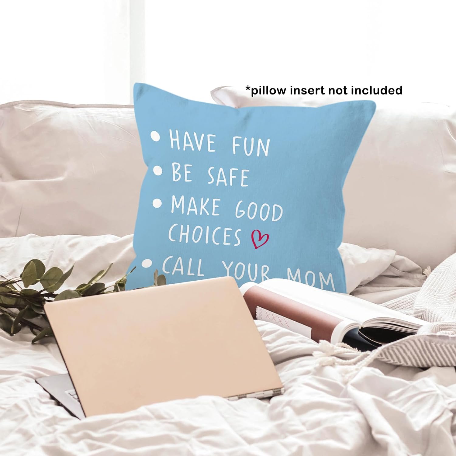 Blue Call Your Mom Throw Pillow Covers 20x20, Dorm Room Classroom Decor Pillow Cases for Freshman College Students, Decorative Square Pillowcases for Couch Bed Sofa, Back to School Gifts image 4