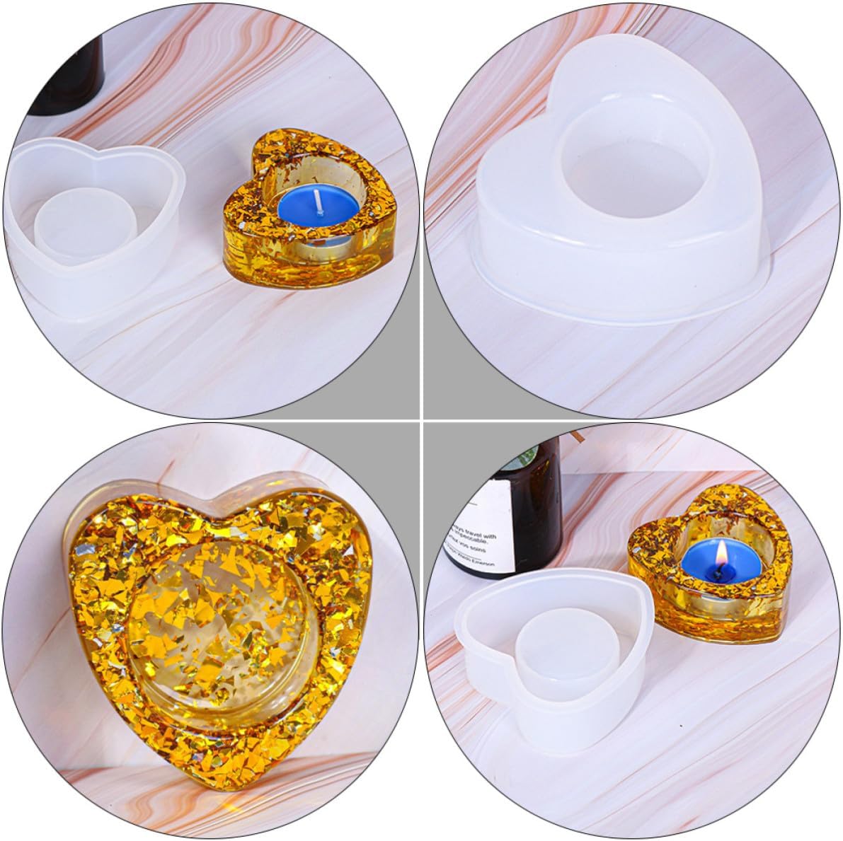 2pcs Heart Shape Silicone Mold DIY Candlestick Tool Accessory White image 3