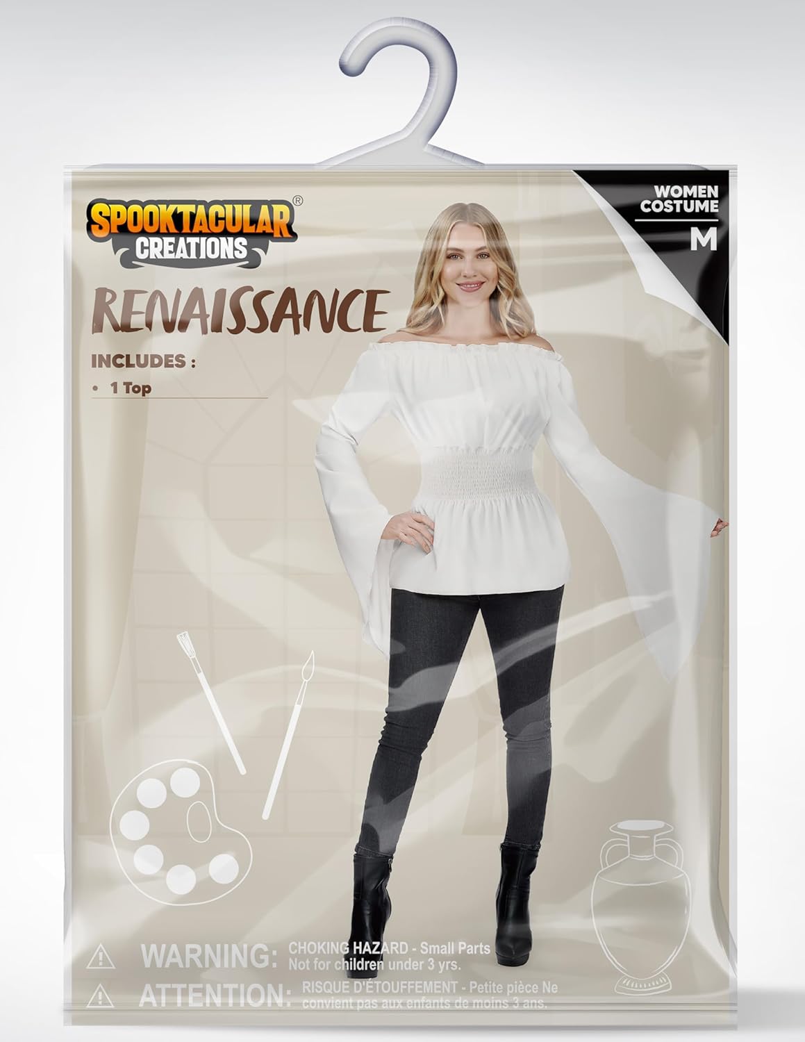 Spooktacular Creations Womens Renaissance Victorian Medieval Top Costume, Off Shoulder Smocked Waist Pirate Shirt - Image 6