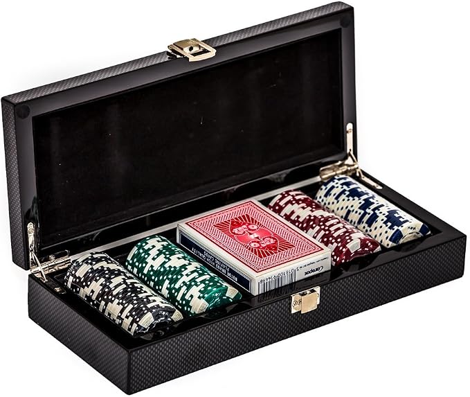 Set de póker con fichas y estuche de fibra de carbono miniatura 2