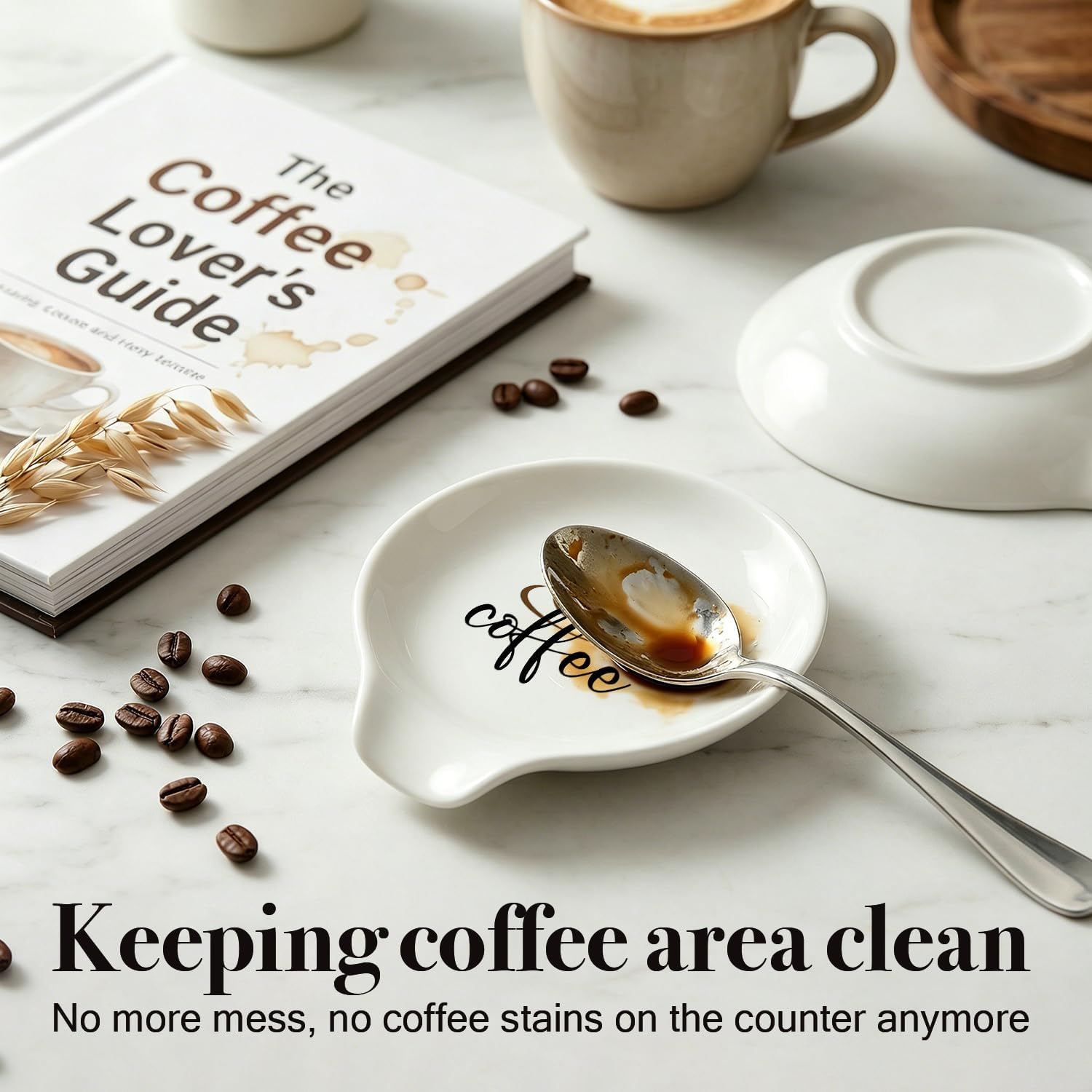 Coffee Spoon Rest,Funny Quote Ceramic Spoon Holder, Coffee Bar Accessories Coffee Lovers Gift for Mother, Father,Grandparent,Sister 4.0x3.5 Inches