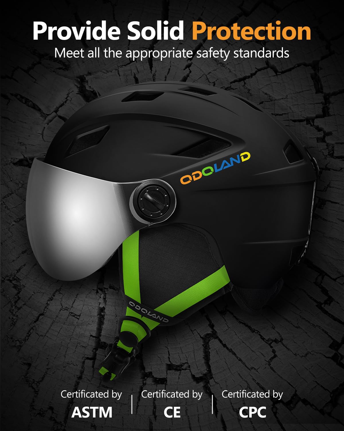 Odoland Casco de Esquí con Gafas de Visera Ajustable para Niños y Niñas de 3-12 Años