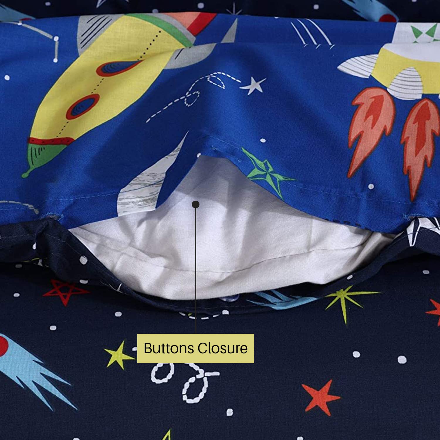 Indus Textiles Juego completo de funda de edredón para niños y niños, sábana bajera ajustable y fundas de almohada a juego, 100% algodón suave, reversible, azul espacial, juego completo individual