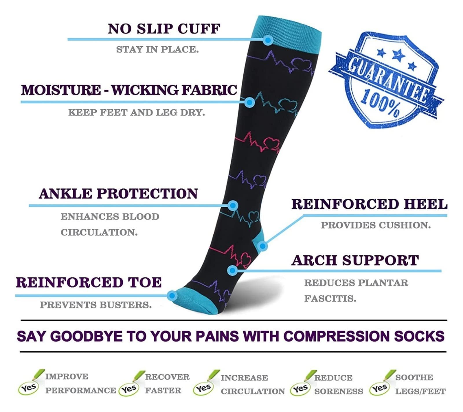 Wintersocken Bettsocken 4 Paar Kompressionssocken Für Damen, 15–20 MmHg, Laufen, Radfahren, Durchblutung Warme Flauschige Socken(S/M)