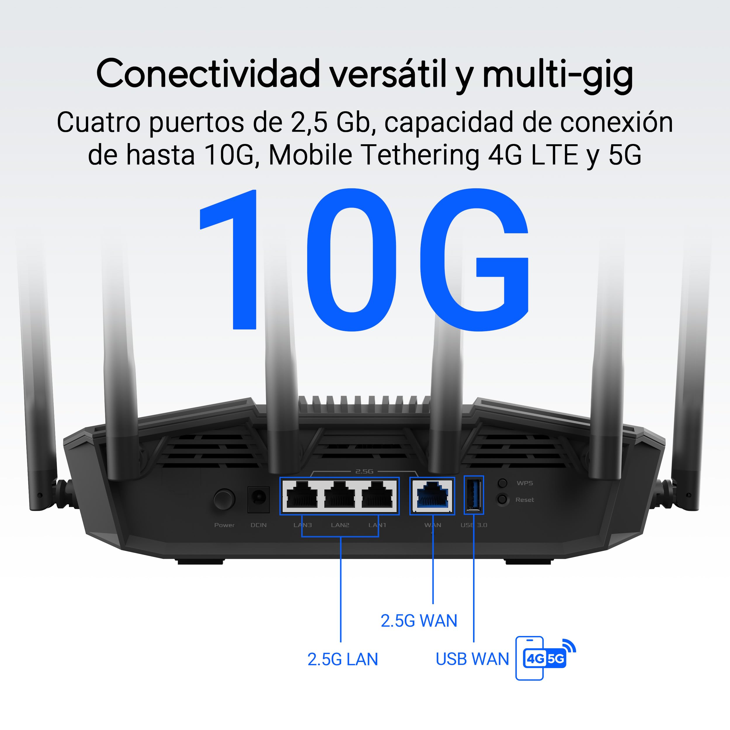 ASUS RT-BE90U - Router AiMesh BE9400 WiFi 7 de Triple Banda | 320 MHz, 4K-QAM, MLO, Cuatro Puertos de 2,5 G, Seguridad de Red de Nivel Profesional y Controlador de Hogar Inteligente