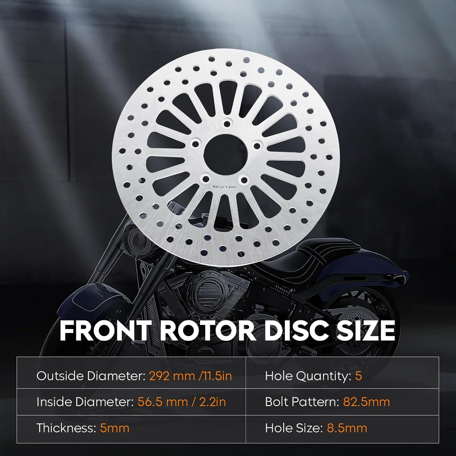 11.5" Front Brake Rotor Disc Fit for Harley Road King/Electra Glide/Street Glide/Road Glide/Super Glide/Low Rider/Fat Boy/Sportster 2000 2001 2002 2003 2004 2005 2006 2007-1 Pc