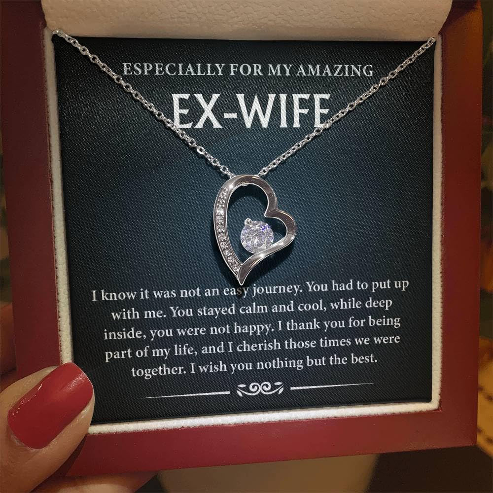To My Amazing Ex Wife Necklace With Heartfelt Message Card & Gift Box, Romantic Apology Gifts for Her on Birthday, Christmas, or Special Occasion
