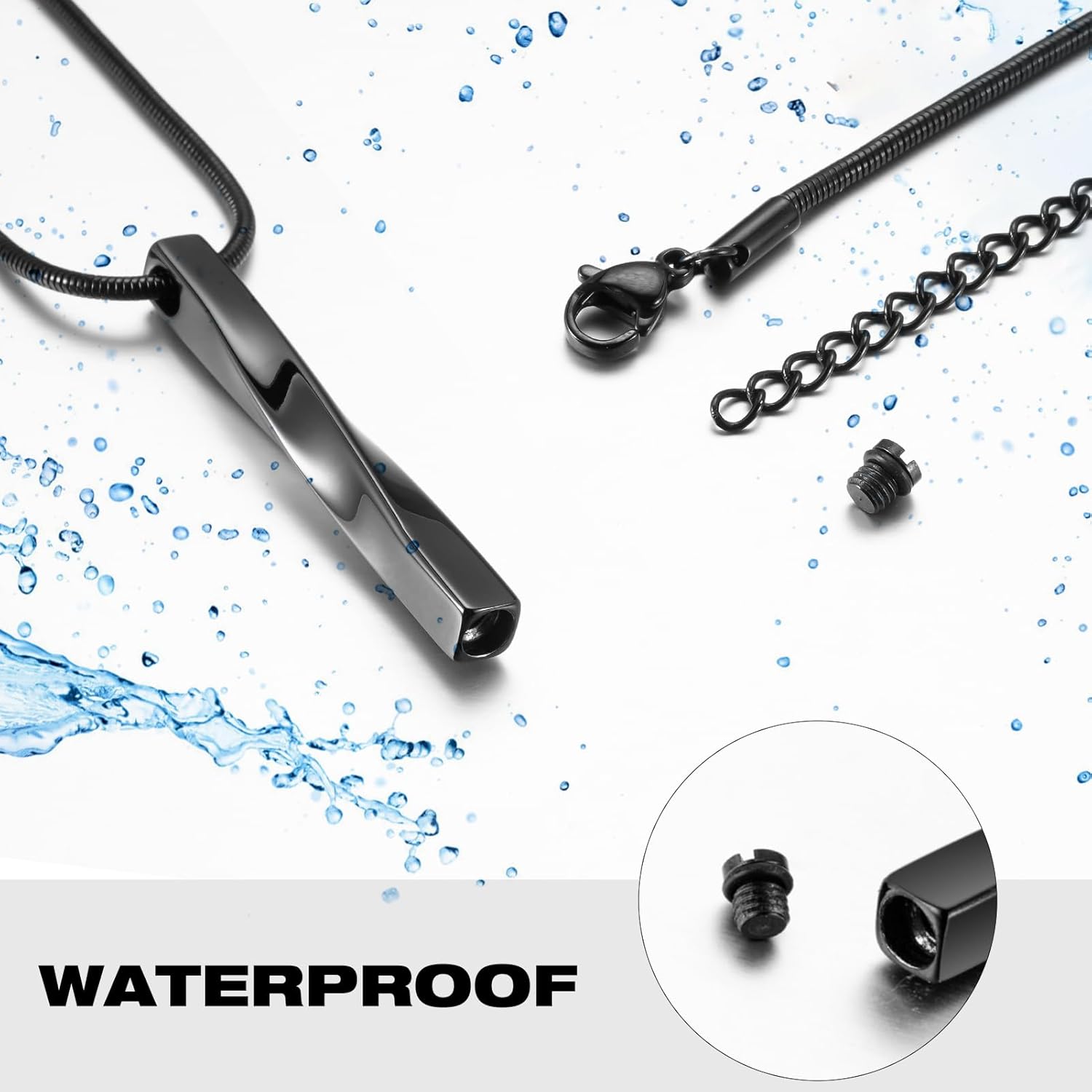 XIUDA Urn Necklace for Ashes Memorial Cremation Jewelry for Ashes Stainless Steel Bar Ashes Necklace Keepsake Urn Pendant for Women Men - Image 5