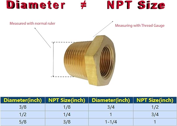 1/2 NPT Male x 1/4 NPT Female Brass Bushing Reducer Reducing Pipe Adapter Fitting 5pcs 1200 PSI