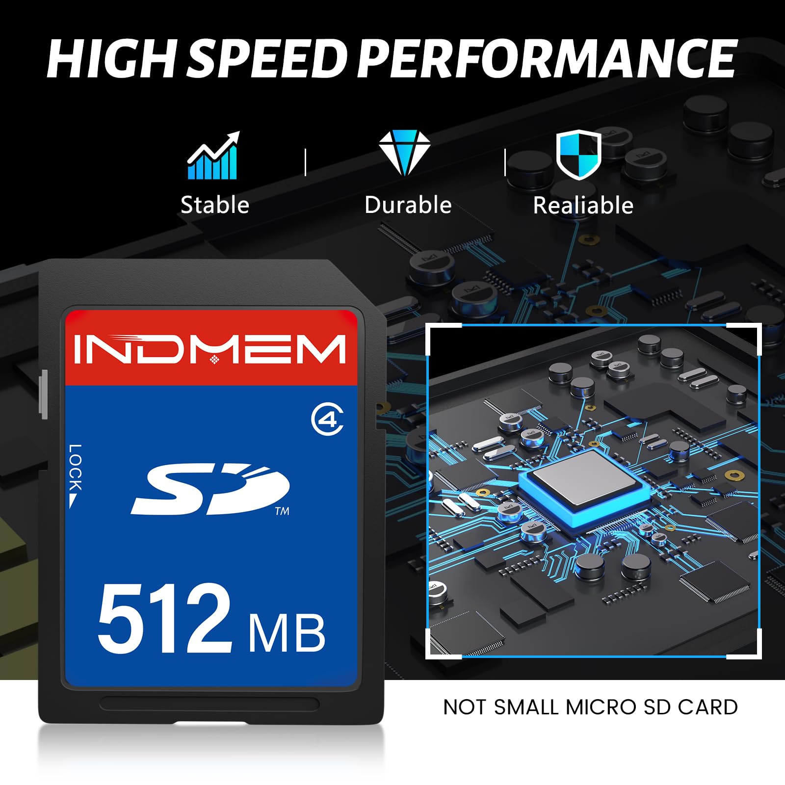 INDMEM - Tarjeta SD de 512 MB, 10 paquetes de tarjetas de memoria MLC para cámaras digitales | Tarjeta digital segura estándar (SD), chip MLC, velocidad clase 4, compatible con cámaras
