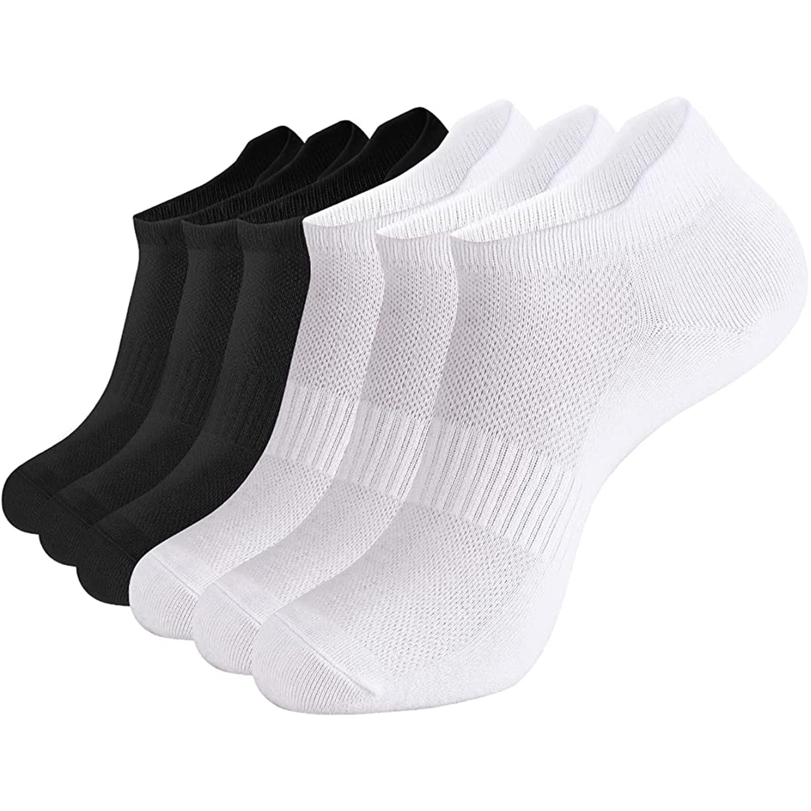 brookhaus Womens Low Cut No Show Running Socks 6 Pairs - Cushioned Arch Support, Moisture Wicking Athletic Ankle Socks with Heel Tab - Soft & Breathable for Sports, Workout, Casual