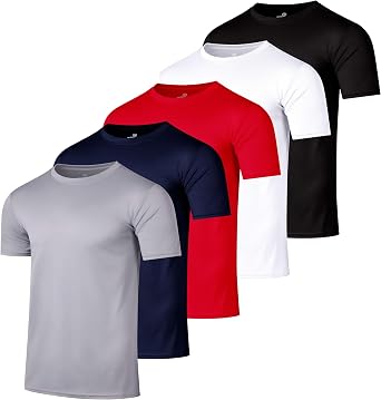 5 Pack Mens Mesh Short Sleeve T Shirts Athletic Workout Running Gym Tees