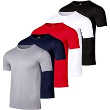 Real Essentials 5 Pack Mens Mesh Short Sleeve Crew Neck T-Shirt - Workout Gym Active Athletic Tee Big & Tall Available