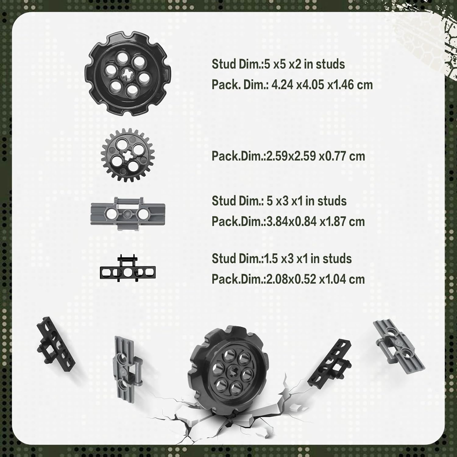 214PCS Technical Tank Track & Wheel Set Treads Chain Links Tank Robot Sleigh Car Motorcycle Toy Accessories Compatible with legoes and Major Building Brands, Gift for Kids Ages 6 7 8 9 10 11 12+