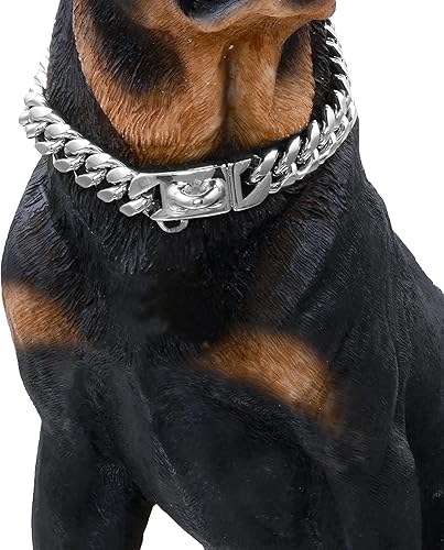 Miniatura 1 de BAOBOTE Collar de cadena dorada para perro, collar de cadena de metal para caminar con diseño de hebilla segura, collar de cadena de eslabones