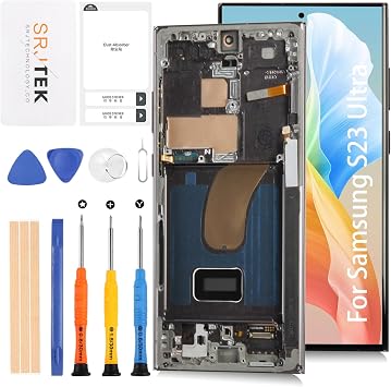 SRJTEK For Samsung Galaxy S23 Ultra "OLED 6.78" Not OEM 6.8" Samsung Galaxy Touch Screen Digitizer Phantom Black LCD Screen with Frame Screen Replacement Repair for Galaxy S23 Ultra SC-52D docomo