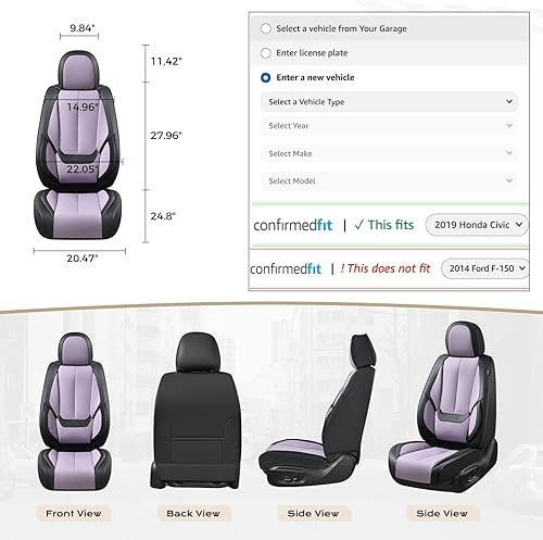 Miniatura 178 de Coverado - Fundas para asientos delanteros de automóvil, 2 piezas - Cojín de piel Nappa, protectores impermeables de ajuste universal para sedanes