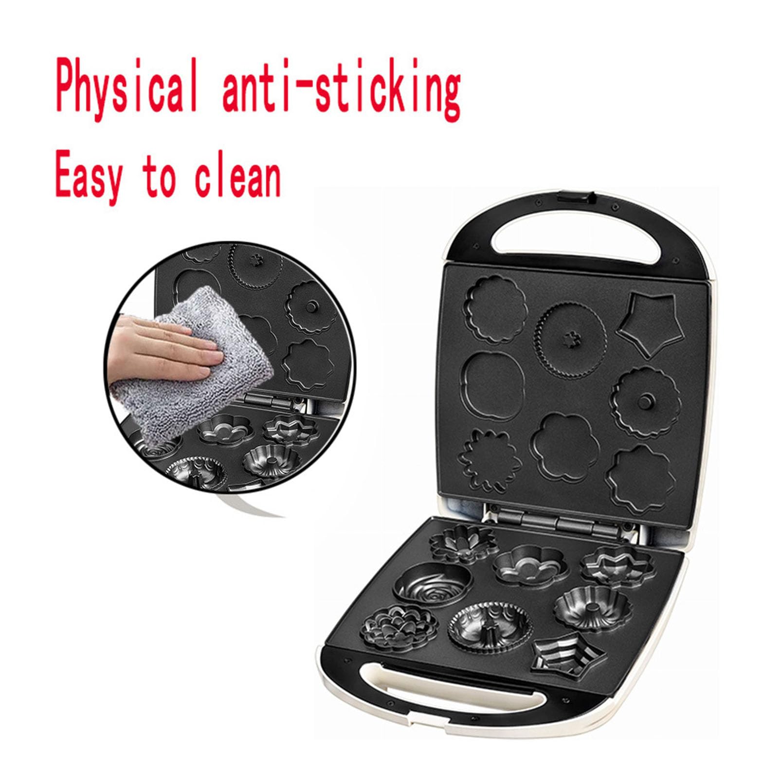 Macchina per Biscotti a 8 Fori, Macchina per Pancake Riscaldante a Doppia Faccia da 1000 W Multiforme, Macchina per Colazione Antiaderente per Biscotti, Torte, Ciambelle, (Spina