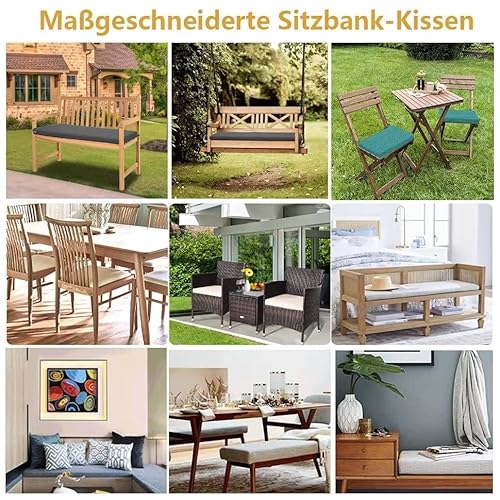 Benutzerdefinierte Bankkissen Bankauflage, erhältlich in einer breiten Palette von Farben,Waschbares und abnehmbares rutschfestes Sitzkissen für den Außenbereich, Gartenmöbel, Terrasse, Innenbereich – Bild 7