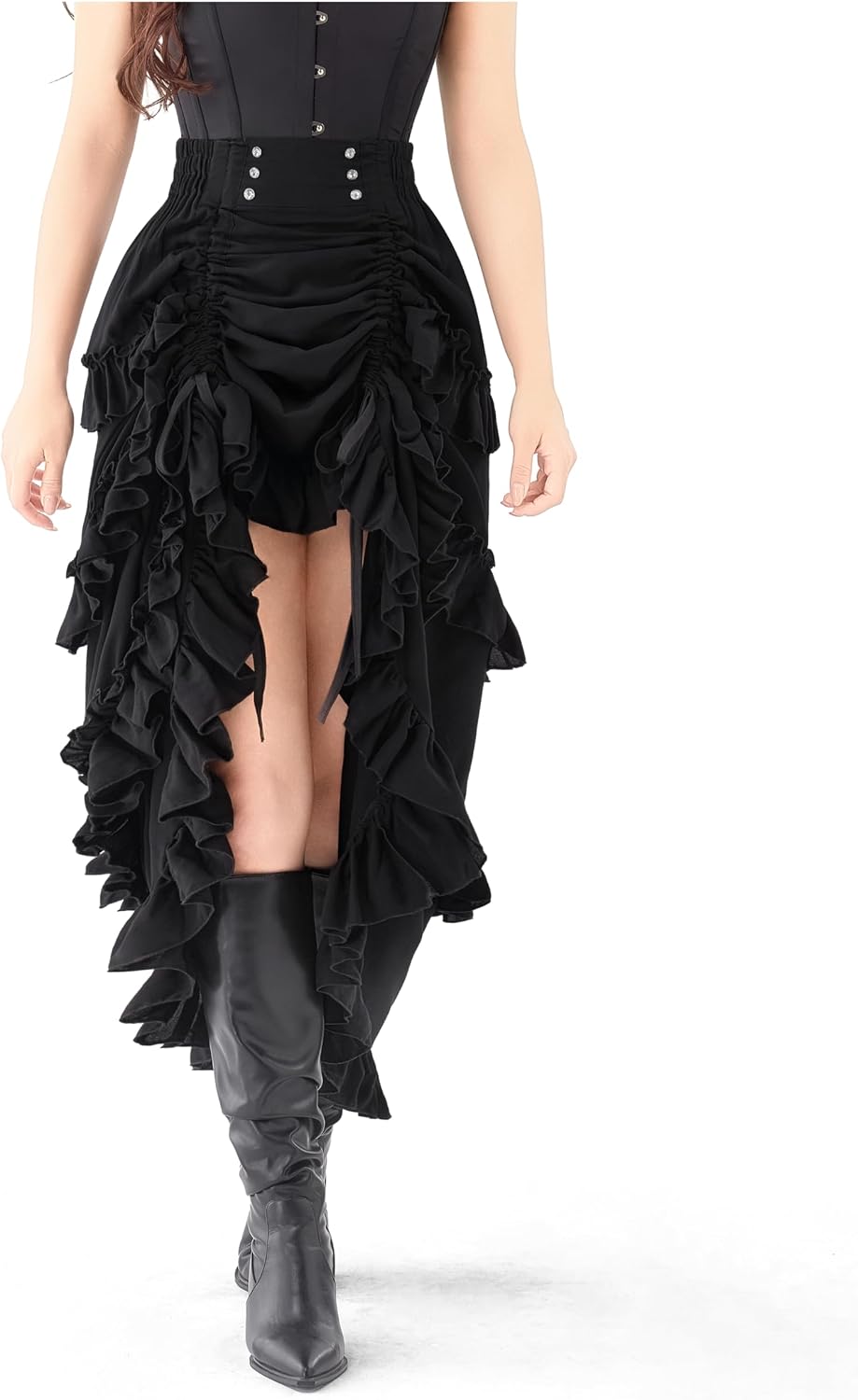 Spooktacular Creations Women Steampunk Mullet Skirt Costume, Renaissance Pirate Gothic Dress for Halloween Cosplay Party