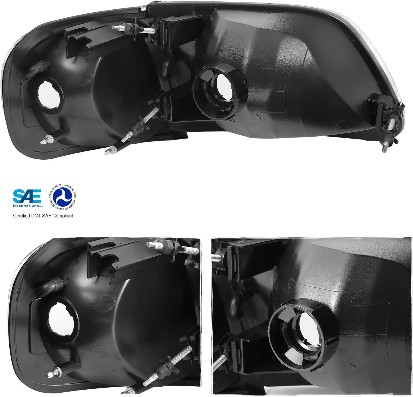 AKKON - For 1997-2003 Ford F150 F250 Light Duty Heritage Expedition OE Replacement Black Headlights Corner Left/Right Lamp