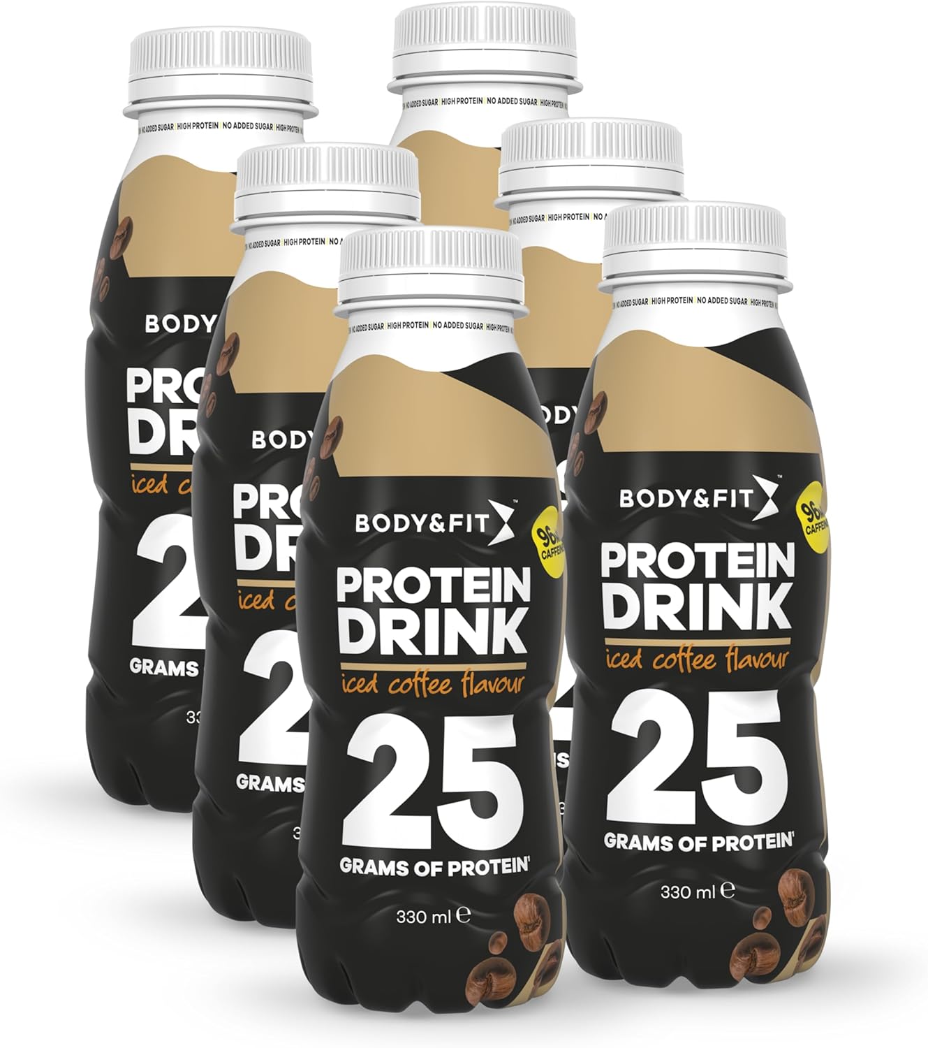 Body&Fit Protein Drink, Kant en Klare Eiwitshake, Proteïne Supplement – Iced Coffee – 6x330ml