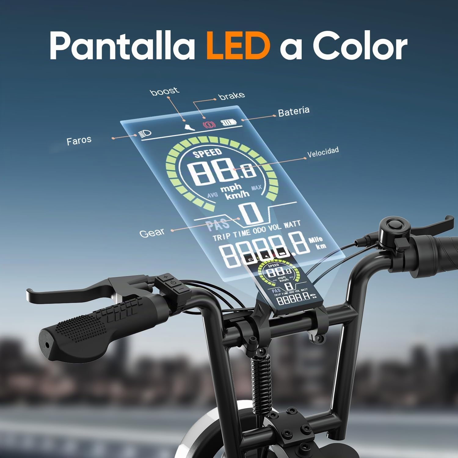 URLIFE Bicicleta Eléctrica para Adultos, 16" x 3.0 Alcance de 100km | Batería Extraíble de 48V y 13Ah, E Bike Motor Sin Escobillas de 250W, Bici Eléctrica para Adolescentes