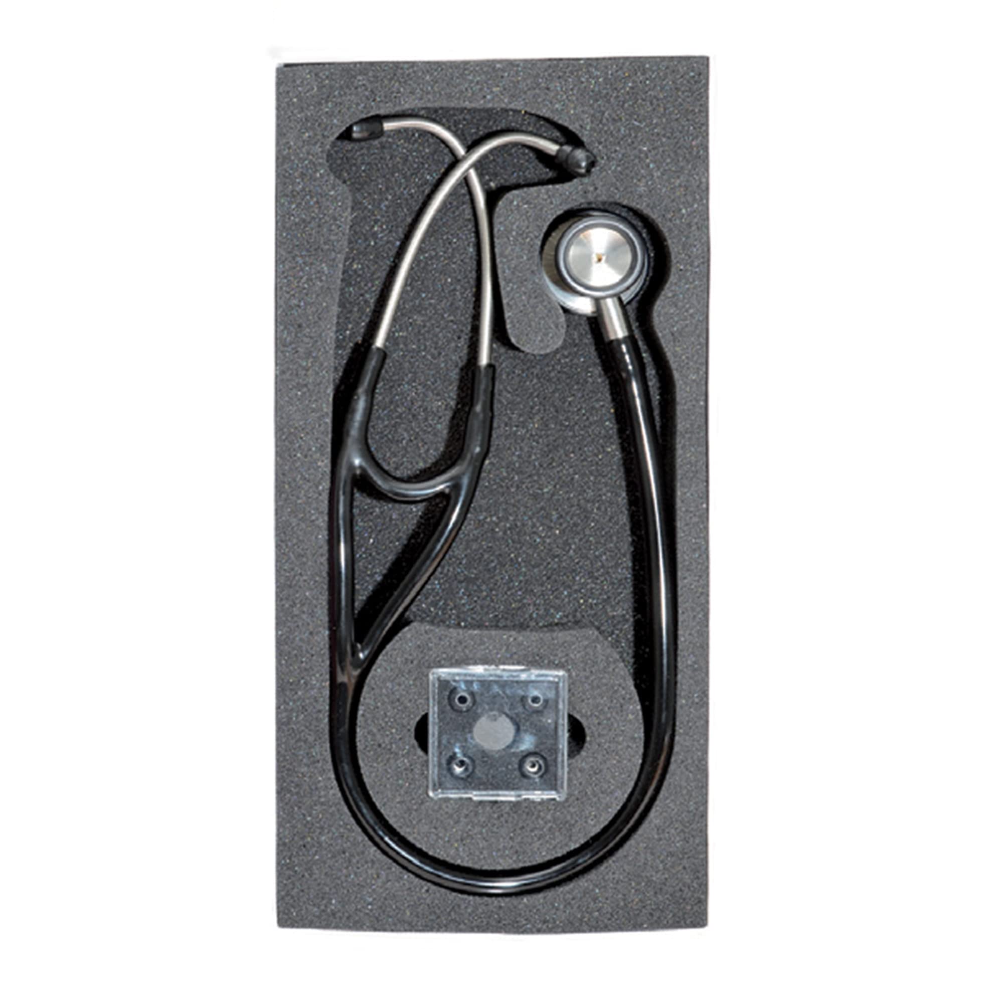 Gima - Stéthoscope de cardiologie classique avec tête en acier inoxydable, cloche en forme de cône pour basses fréquences, membrane haute sensibilité pour amplifier les sons, Lira Nero, 32552