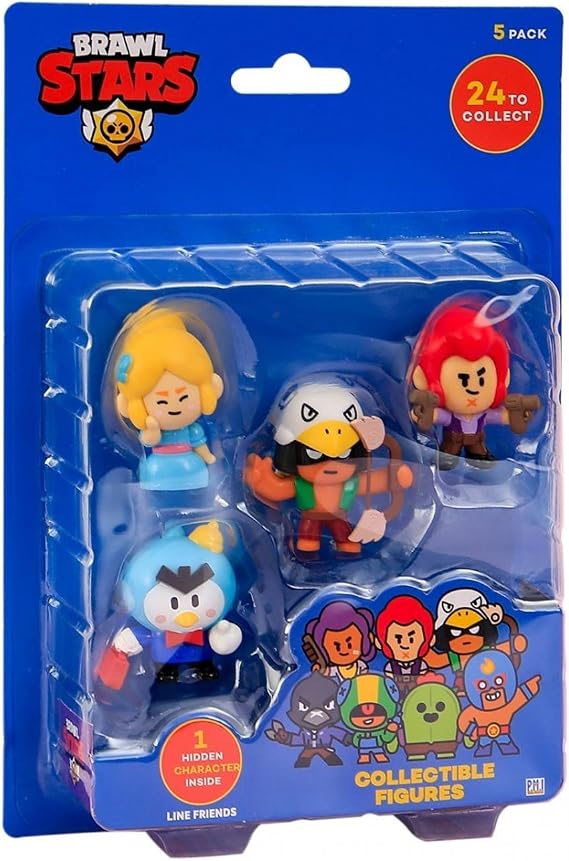 Brawl Stars P.M.I Collectible Figures - 5 Pack - Including 1 Rare Hidden Character (S1) (Random) (BRW2040)