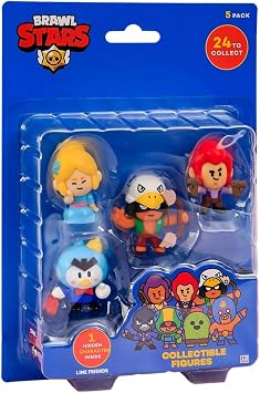 Brawl Stars P.M.I Collectible Figures - 5 Pack - Including 1 Rare Hidden Character (S1) (Random) (BRW2040)