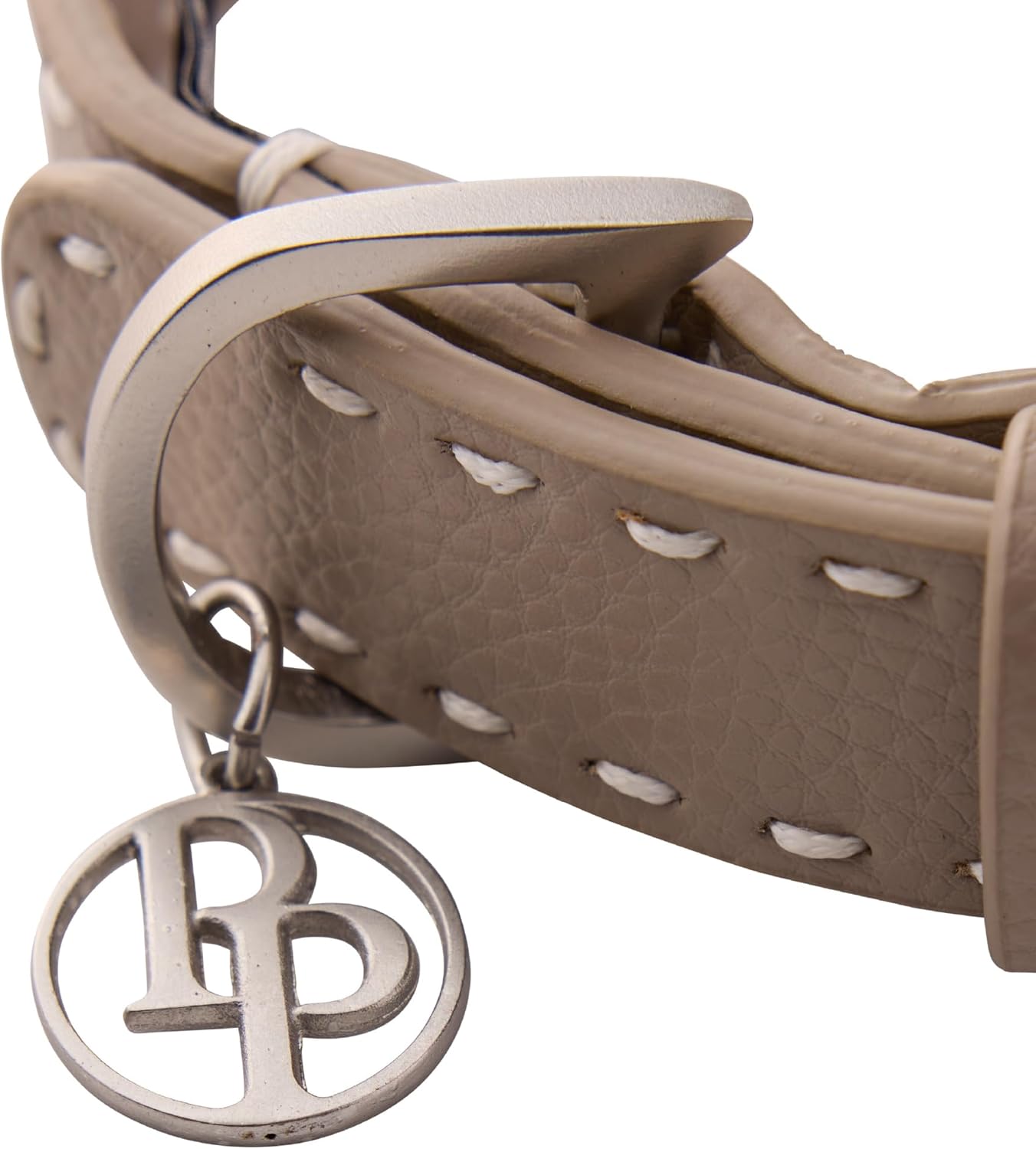 Pet Passion Rein - The Saddle Stitch Vegan Leather Collar Adjustable Brass Buckle Collars Made with Sustainable Materials for Small, Medium, Large Dogs, Dappled Cashmere, X-Large