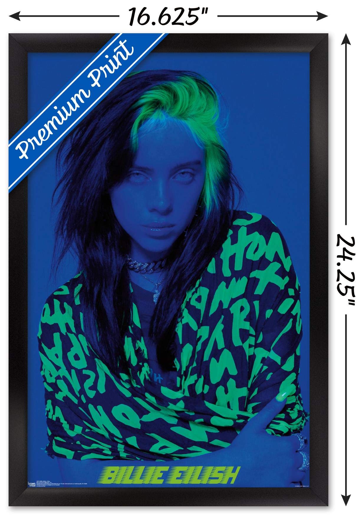 Amazon Co Jp Trends International Billie Eilish ブルーウォールポスター 14 75インチ X 22 3インチ ブラックフレームバージョン ホーム キッチン